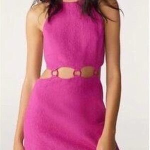 ba&sh Hot Pink Sleeveless Cutout Mini Dress